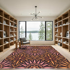 Pink Orange Sunburst Medallion Rug