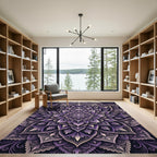 Intricate Violet Floral Mandala Rug