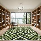 Geometric Olive Green Zigzag Chevron Rug