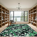 Overlapping Green Thorn Vine Abstract Rug
