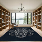 Monochromatic Geometric Medallion Arrangement Rug