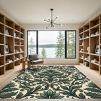 Emerald Botanical Damask Scroll Foliage Rug