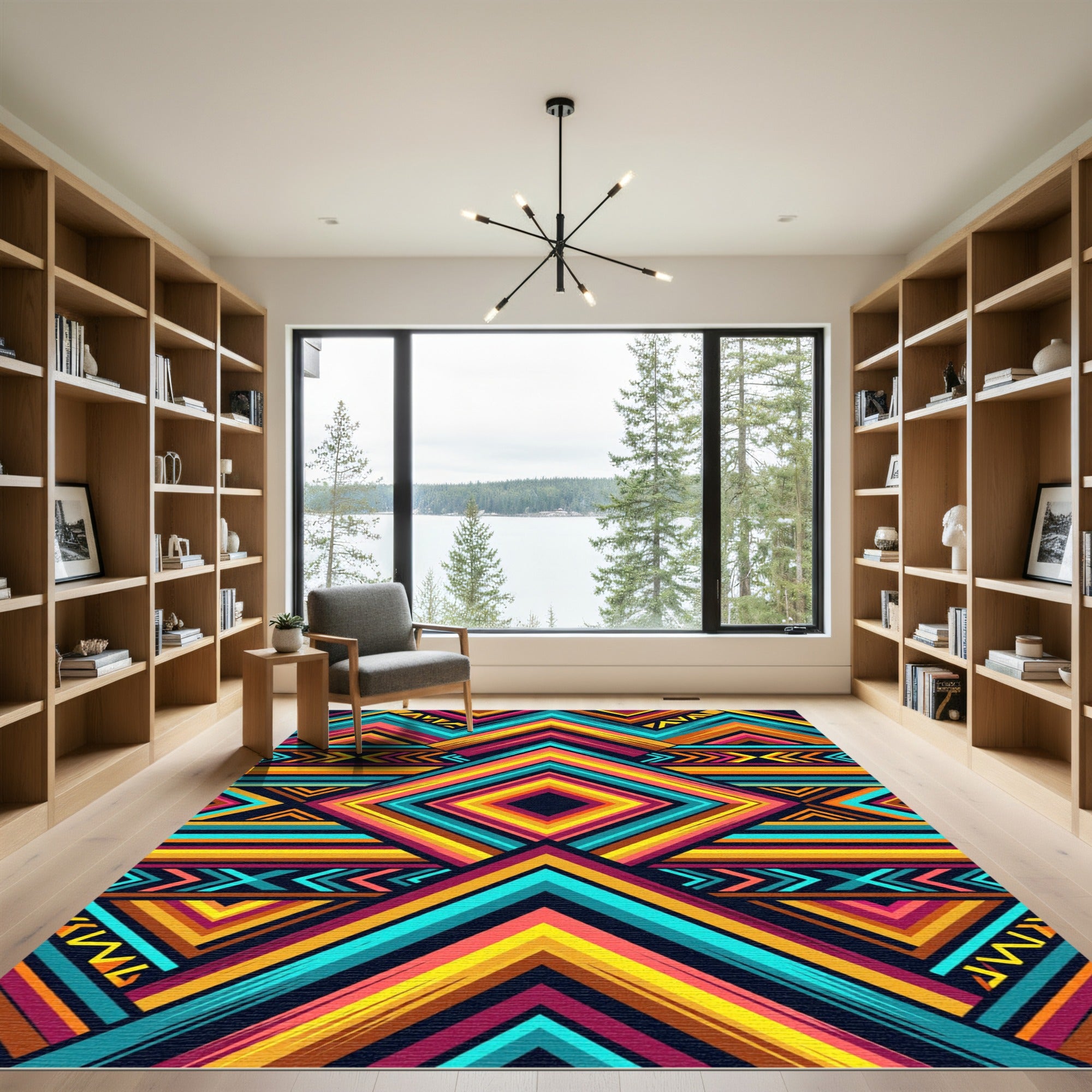 Vibrant Geometric Diamond Boho Multi-Color Area Rug