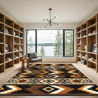 Earthy Geometric Chevron Boho Area Rug