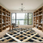 Modern Beige Interwoven Geometric Lattice Rug