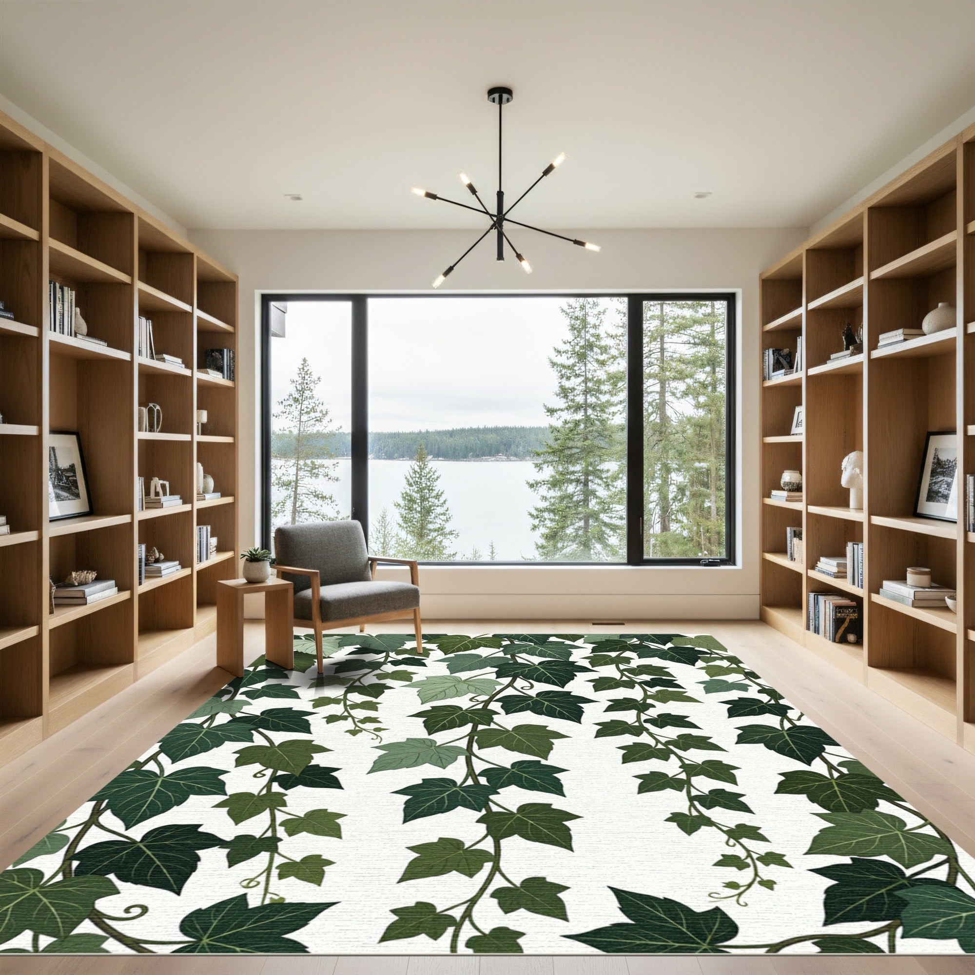 Various Green Ivy Vine Leaves Rug