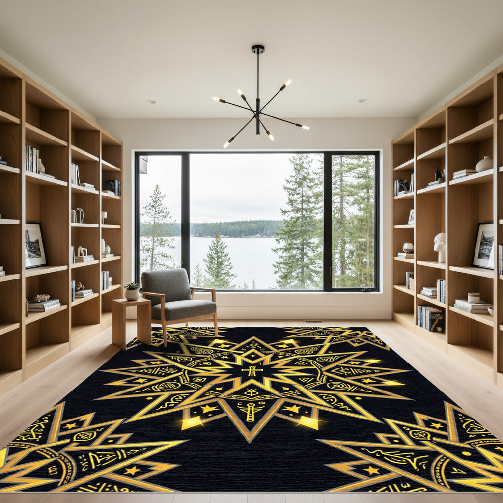 Gilded Celestial Cross Star Medallion Rug