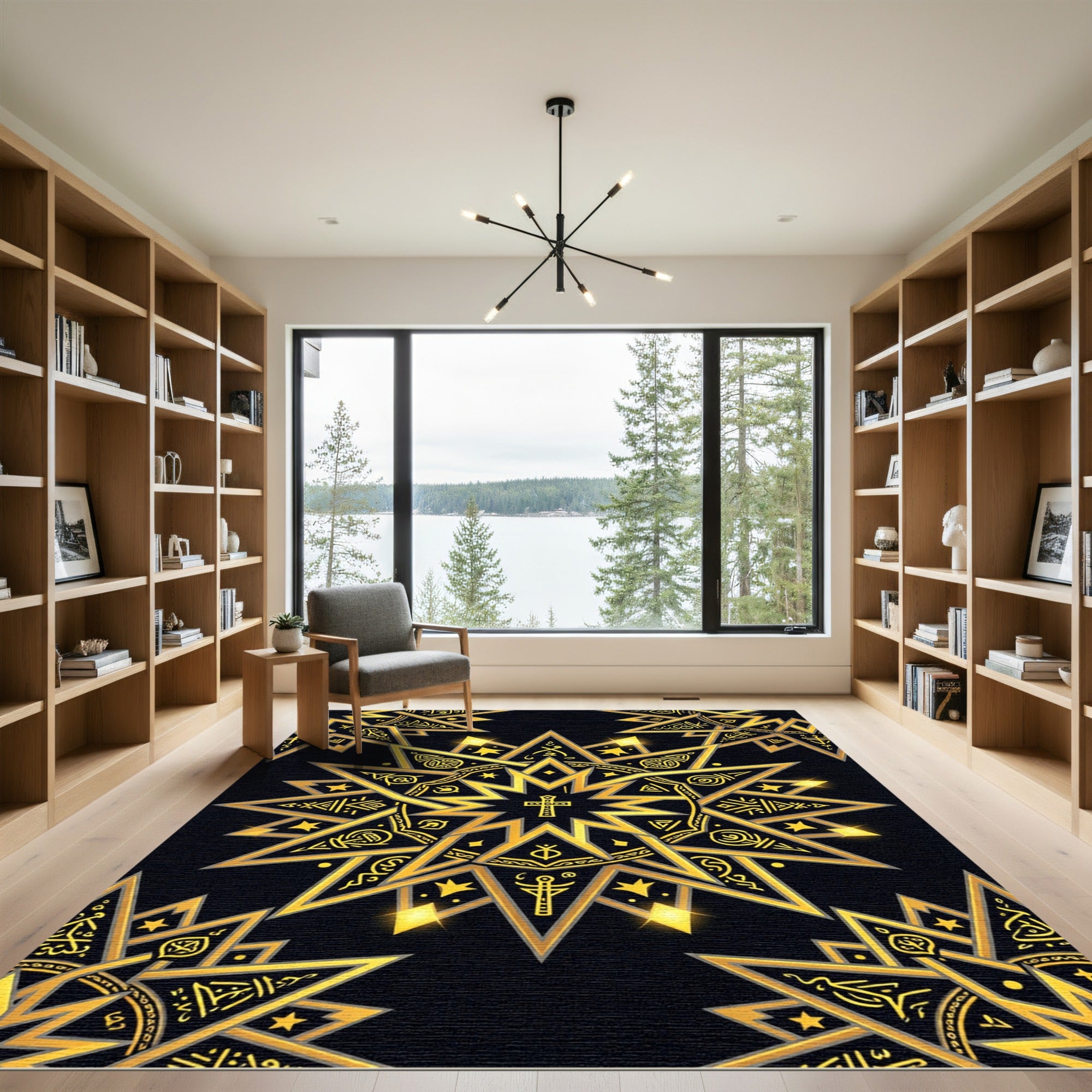 Gilded Celestial Cross Star Medallion Rug