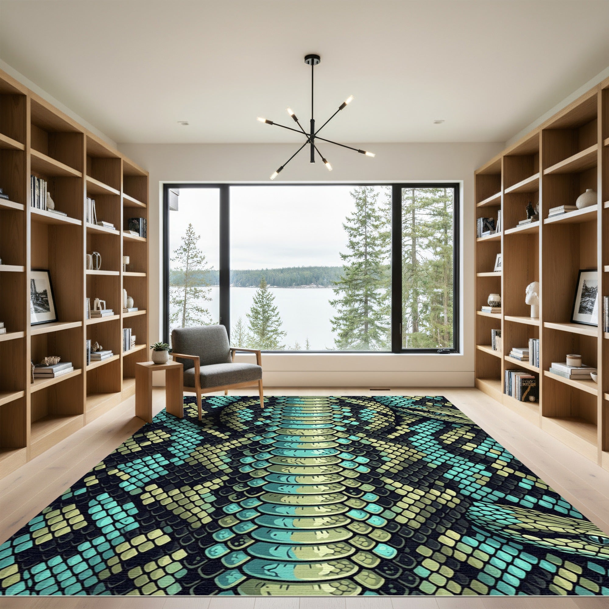 Teal and Sage Serpent Scale Texture Rug