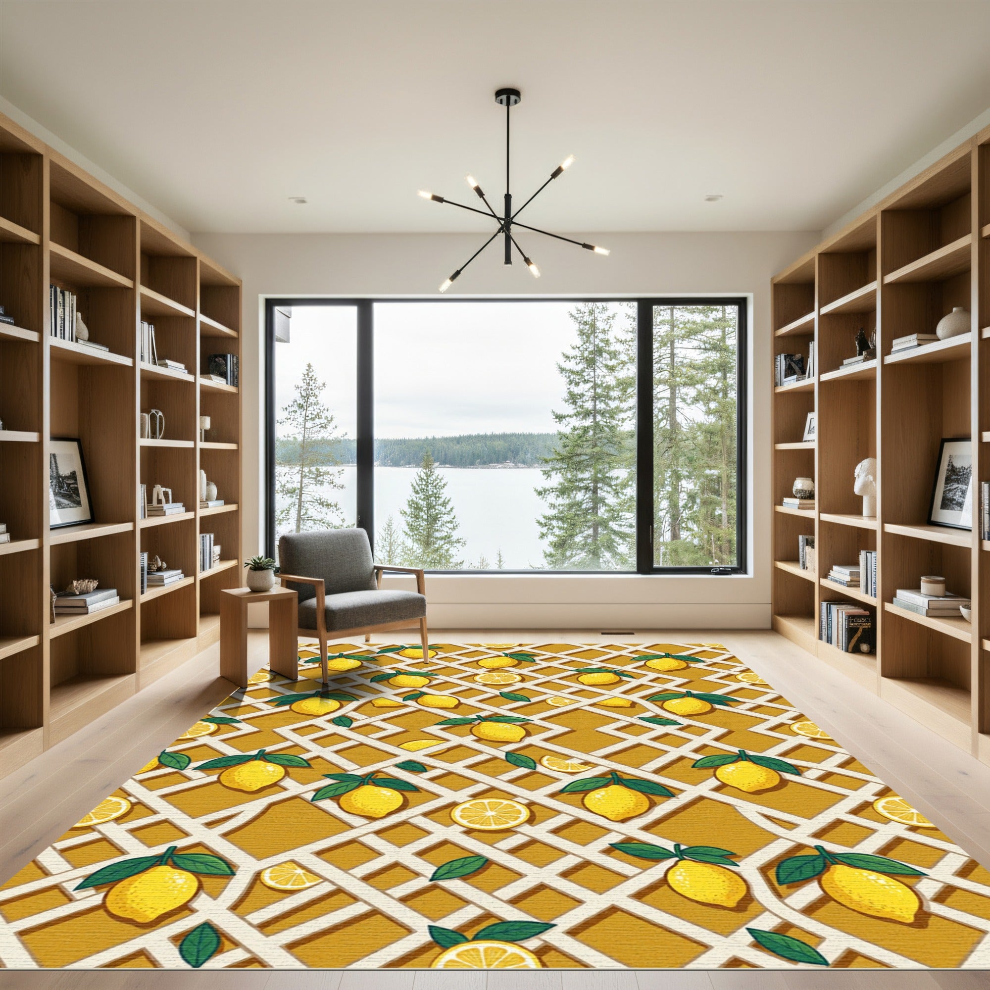 Sunny Yellow Citrus Lattice Trellis Rug