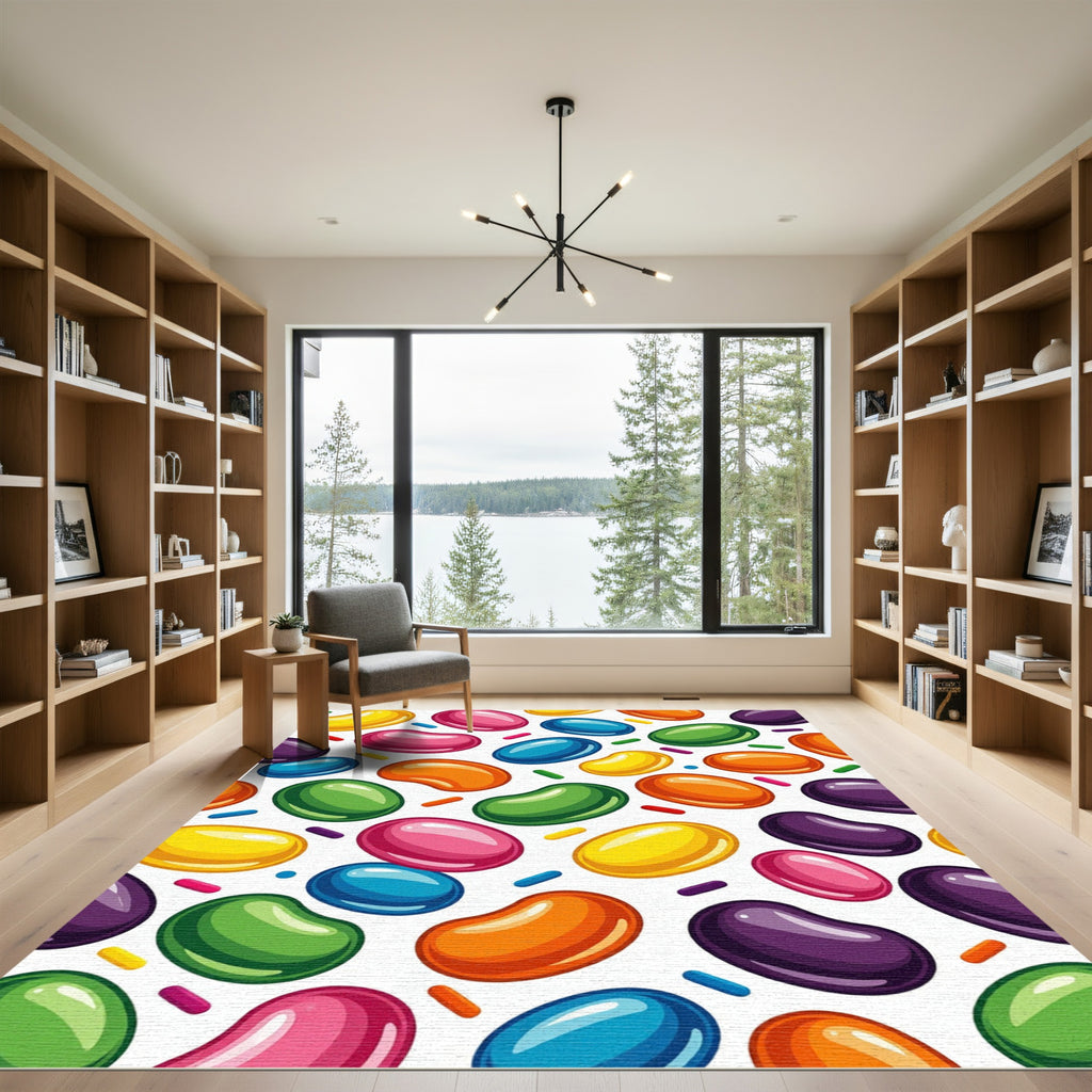 Playful Multicolored Jelly Bean Candy Abstract Rug