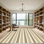 Classic Tan and Cream Vertical Stripes Rug