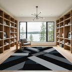 Modern Graphite Geometric Abstract Rug