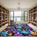 Glowing Crystal Cave Neon Whimsical Art Rug