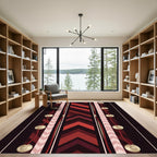 Symmetrical Crimson Geometric Stripe Accent Rug