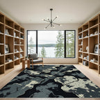 Abstract Cracked Concrete Dark Industrial Art Rug