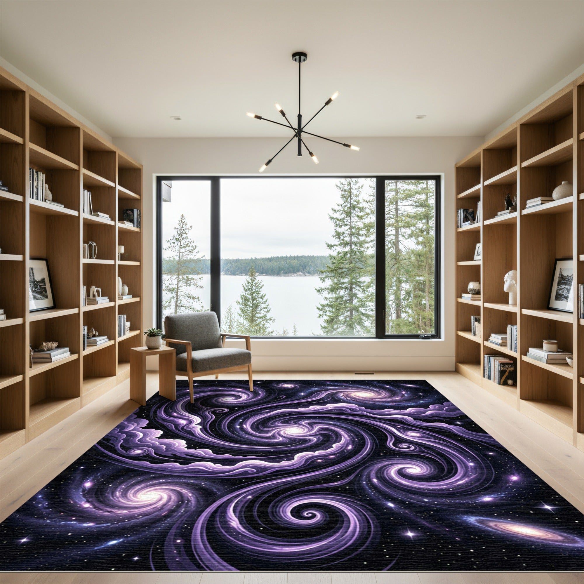Ethereal Purple Cosmic Swirl Galaxy Night Rug