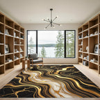 Black and Gold Marble Flow Rug