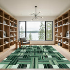 Shades of Green Woven Stripes Rug