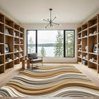 Textured Gold Cream Wave Rug