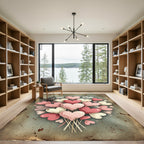 Rustic Pink Heart Bouquet Illustration Rug