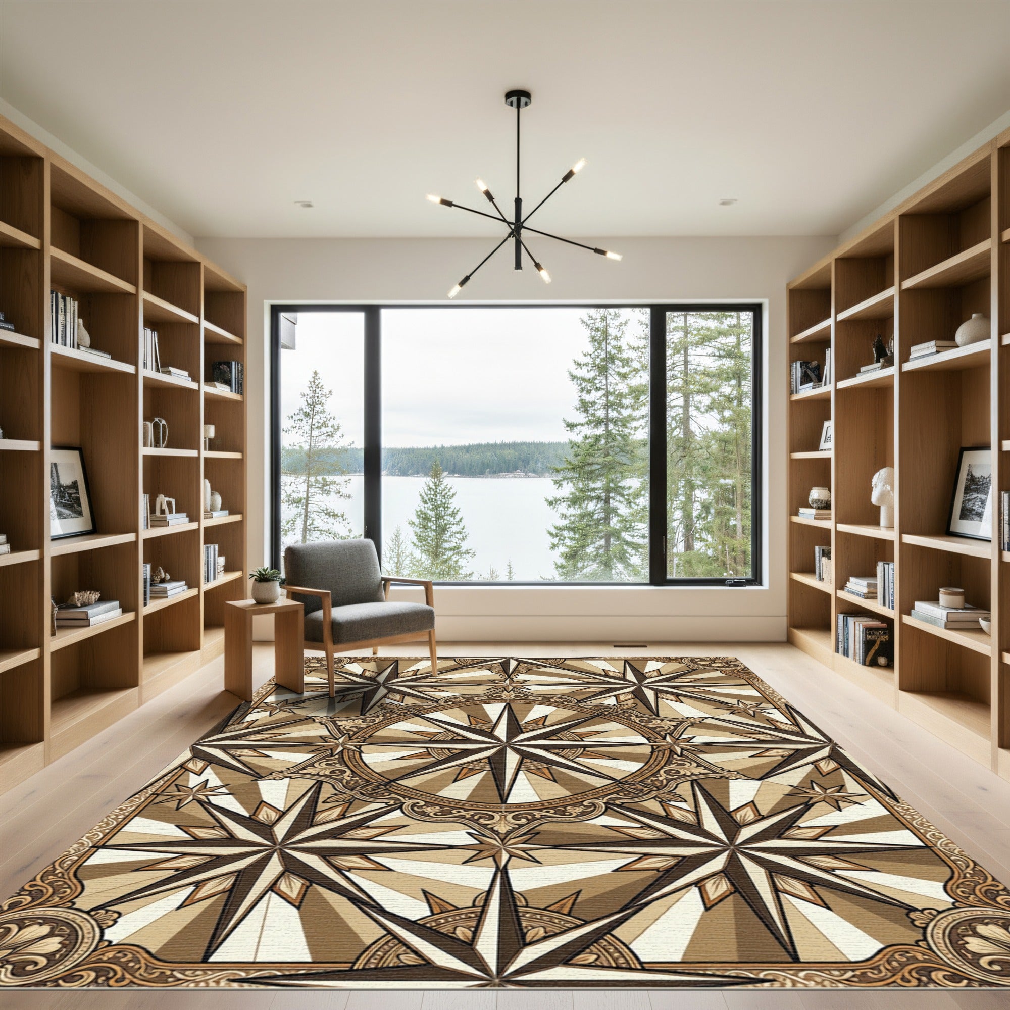 Antique Compass Rose Starburst Rug