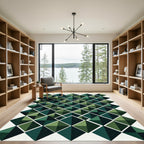 Modern Emerald Green Geometric Diamond Rug