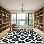 Modern Black and Gray Leopard Spot Rug