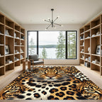 Majestic Leopard Portrait Golden Spotted Fur Rug