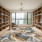Abstract Gold Swirl Marble Texture Rug