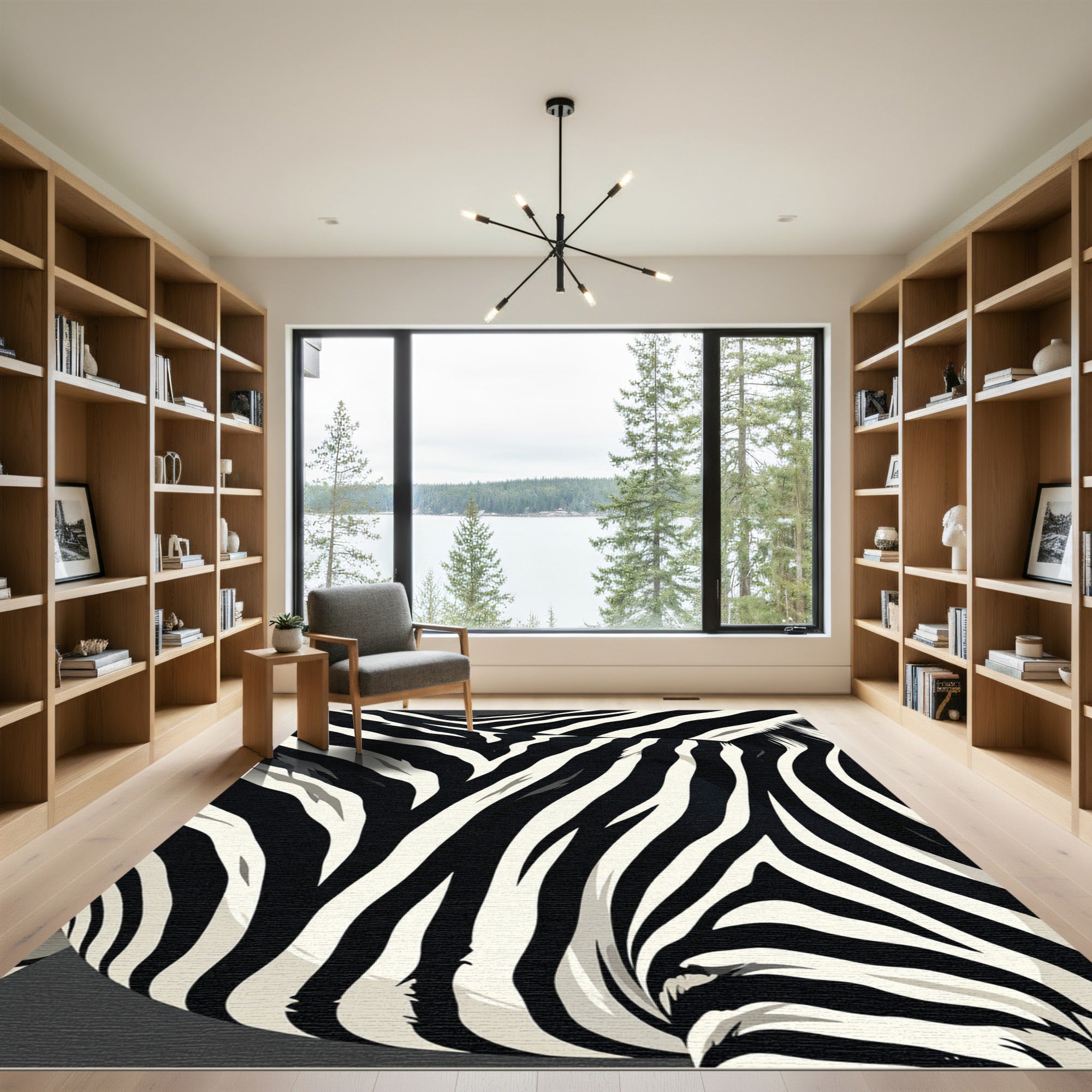 Graphic Black White Animal Print Rug