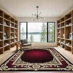 Crimson Gold Rococo Rose Frame Rug