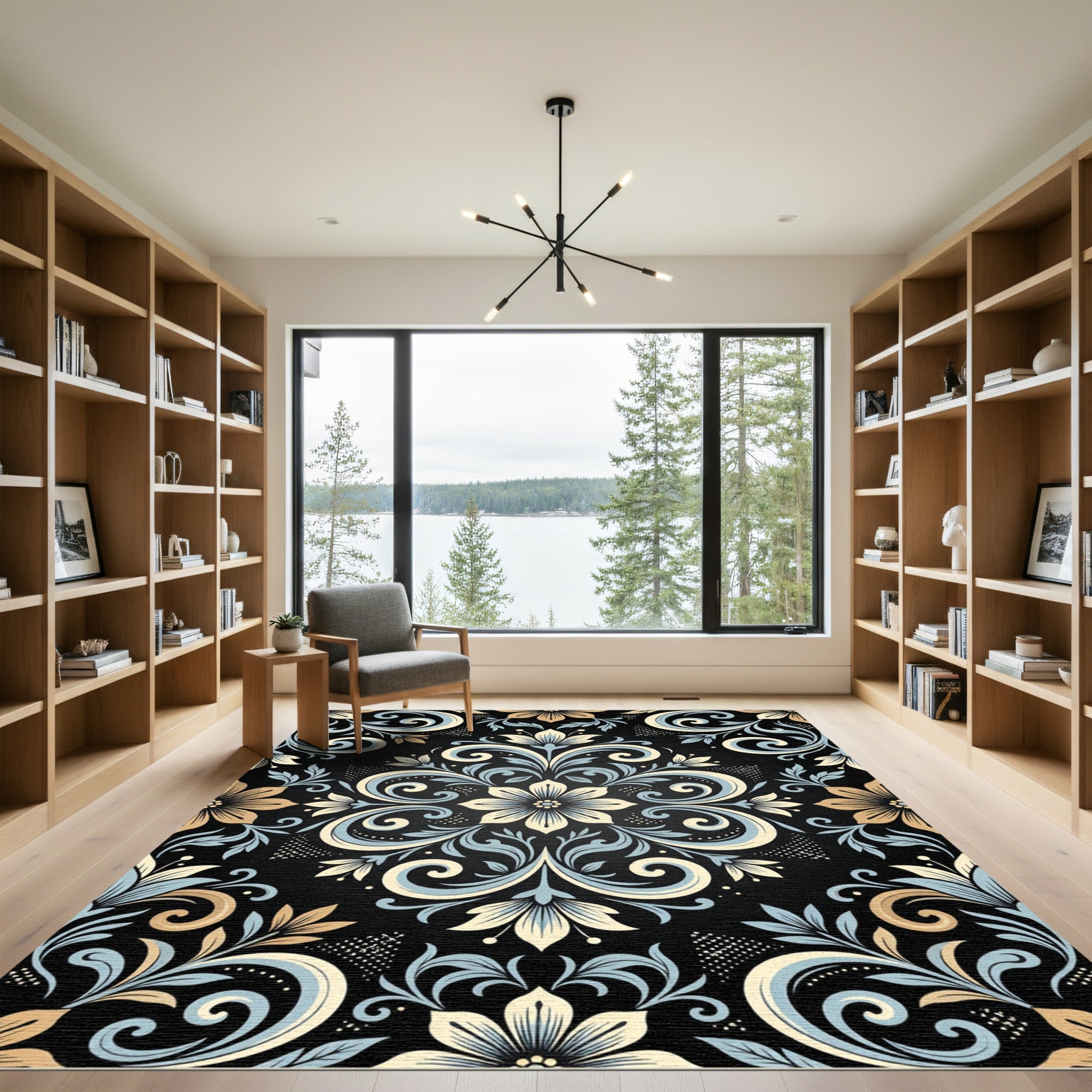 Classic Floral Swirl Damask Rug