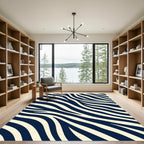 Midnight Navy Zebra Animal Stripe Rug