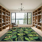 Golden Honeysuckle Vines on Dark Green Rug
