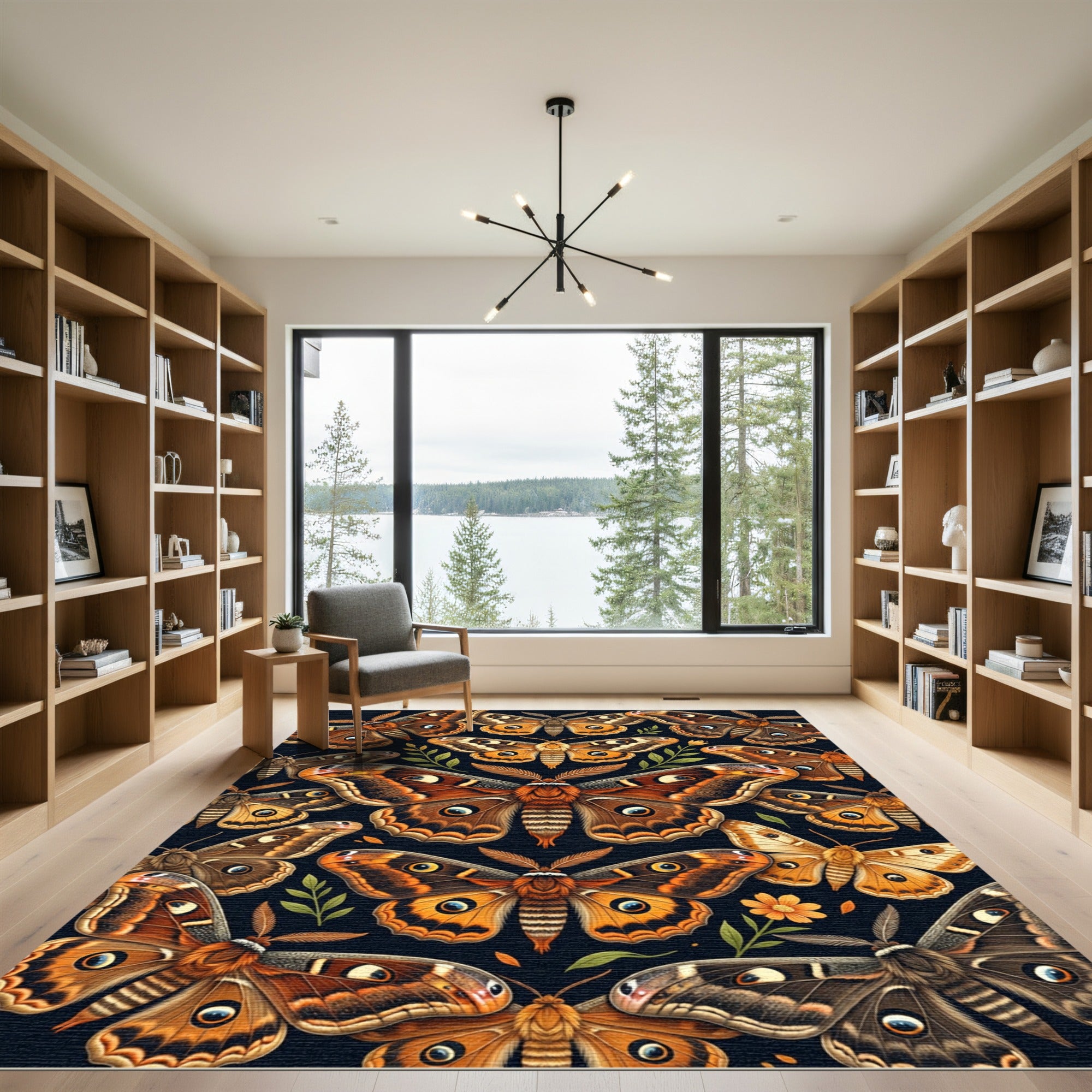 Whimsical Amber Butterfly Botanical Garden Rug