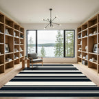 Classic Navy Cream Horizontal Stripe Rug