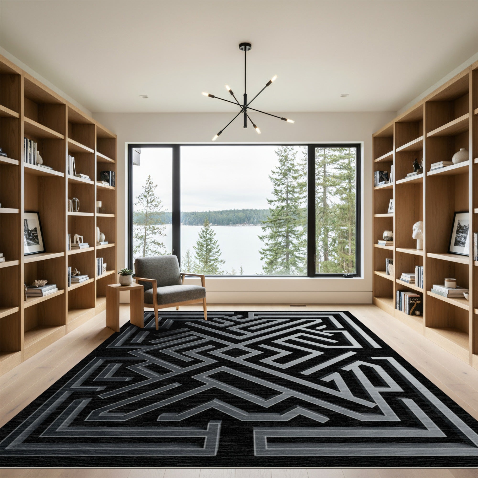 Gray Maze Perspective Rug