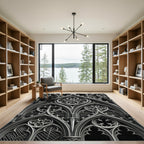 Monochromatic Gothic Arch Iron Scroll Rug