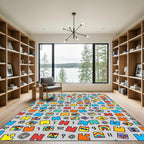 Colorful Puzzle Pieces Geometric Pattern Rug