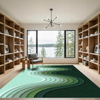 Layered Green Wave Paper Cut Rug