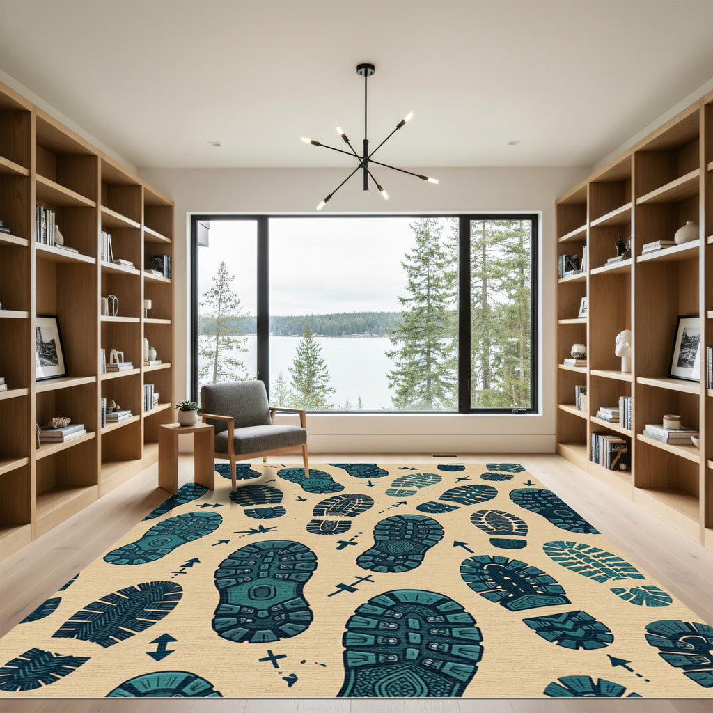 Adventure Wanderlust Earthy Tone Footprint Rug