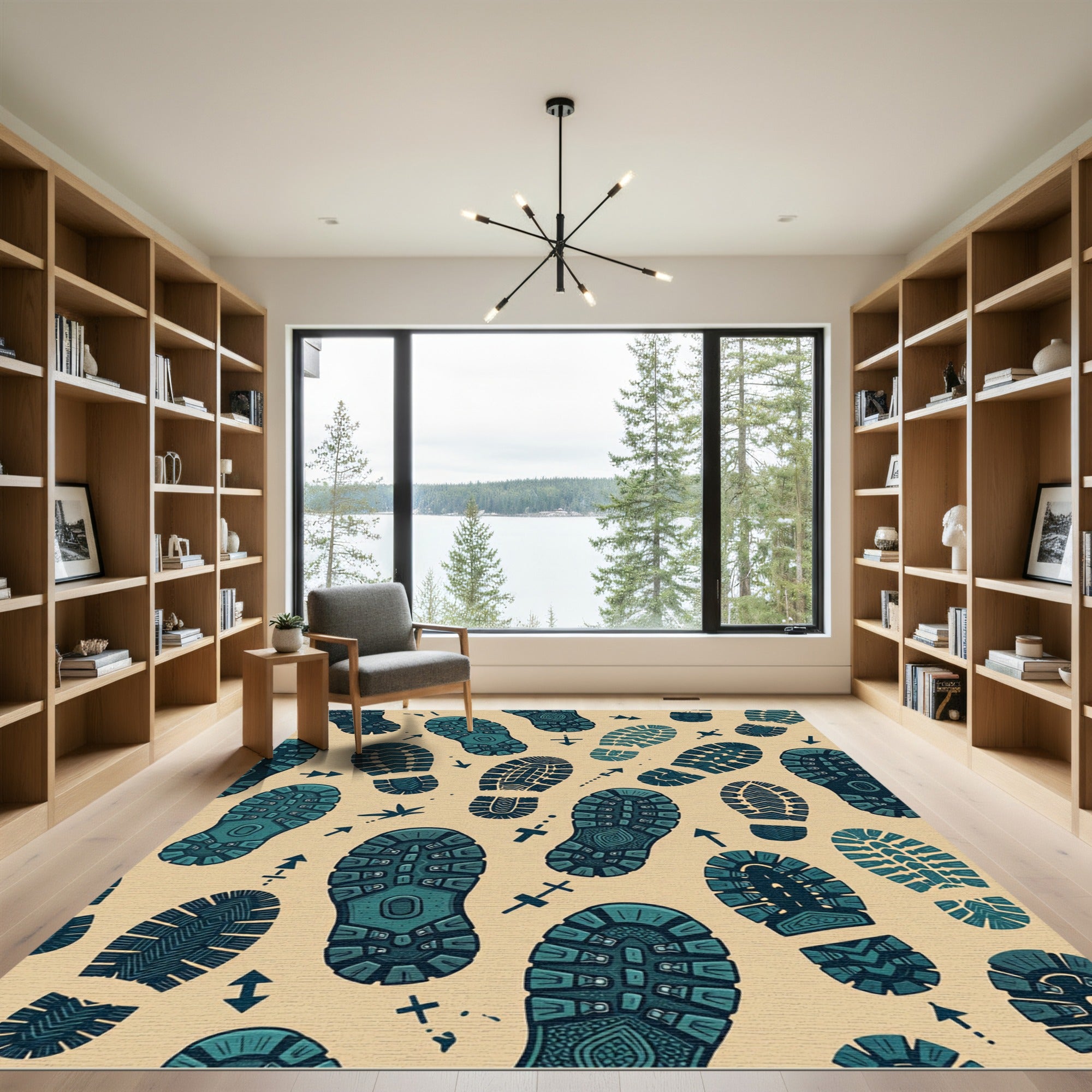 Adventure Wanderlust Earthy Tone Footprint Rug