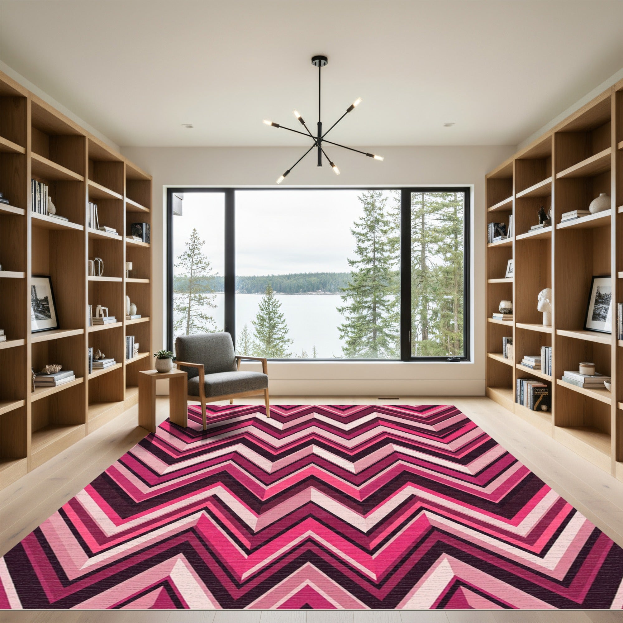 Vibrant Pink Chevron Zigzag Rug