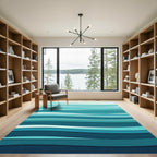 Modern Ombre Blue Abstract Wave Rug