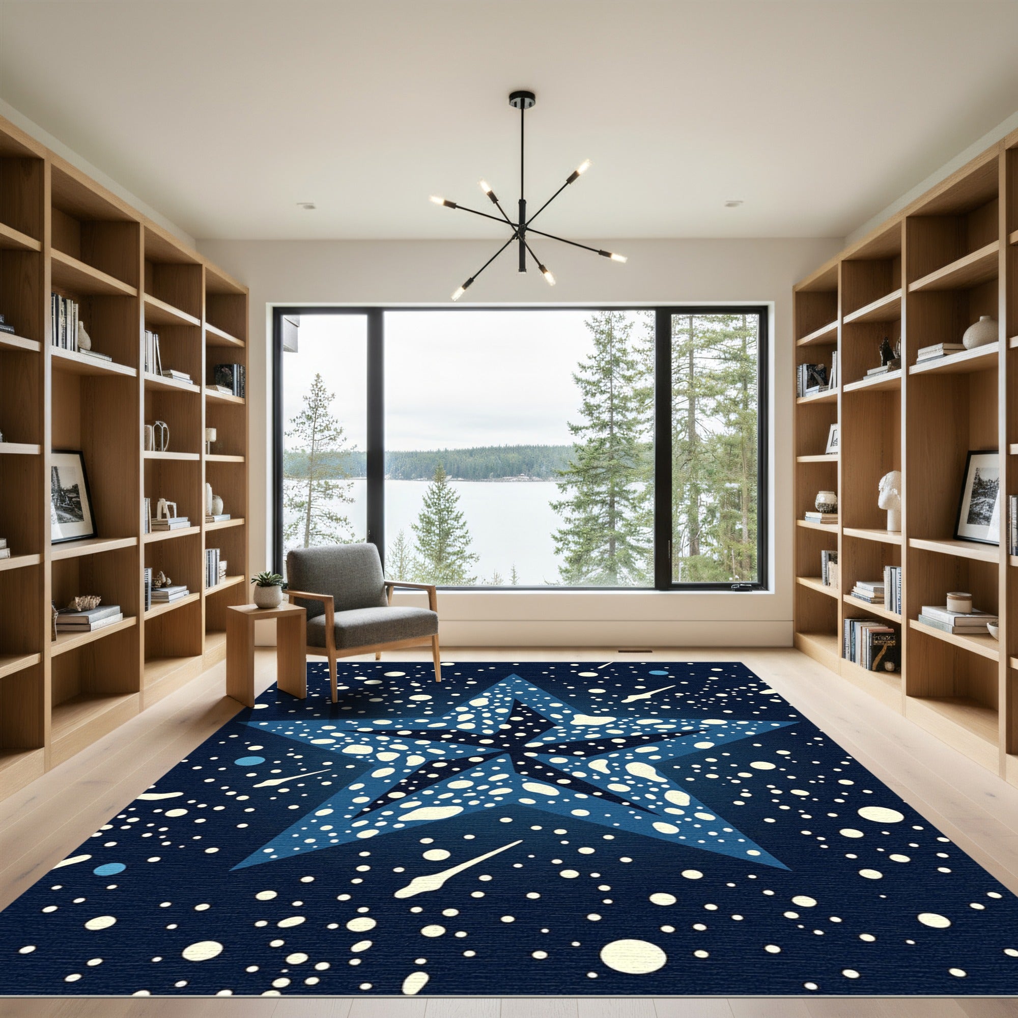 Cosmic Navy Celestial Starry Night Rug