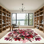 Crimson Pink Floral Watercolor Splash Rug