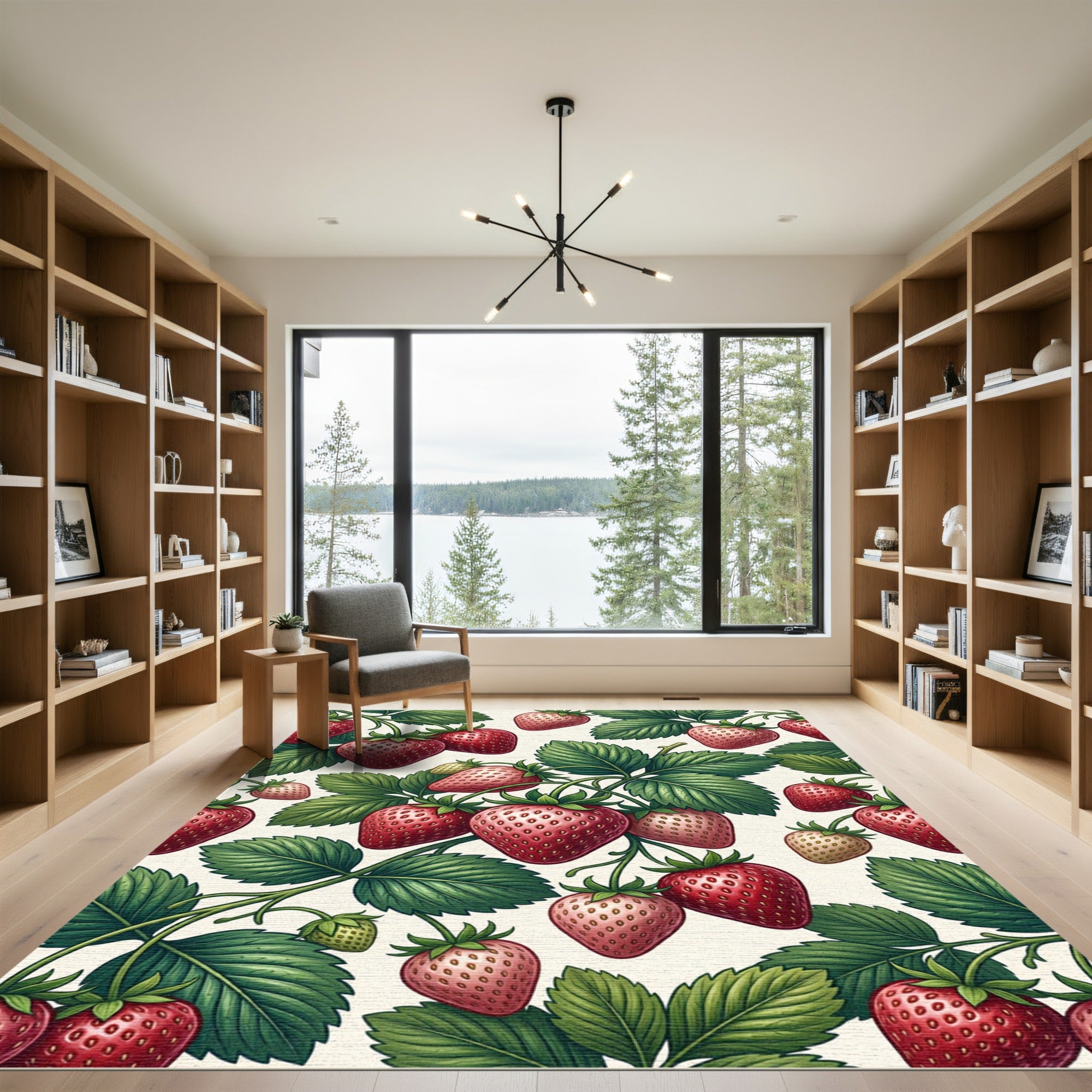 Lush Botanical Strawberry Berry Fruit Orchard Rug