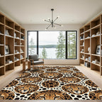 Golden Cheetah Face Spotted Animal Rug
