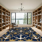 Nautical Anchor Compass Chain Emblem Rug